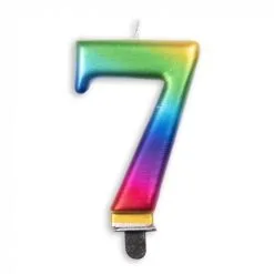 Kaars 7 Jaar Regenboog Luxe