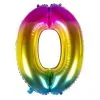 Folieballon Cijfer 0 REGENBOOG Voor Lucht Of Helium MEGA