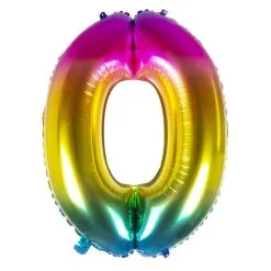 Folieballon Cijfer 0 REGENBOOG Voor Lucht Of Helium MEGA