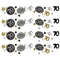 Confetti 70 Jaar Goud Zilver Zwart Happy Birthday