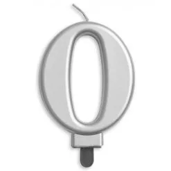 Kaars 0 Jaar Zilverkleurig Luxe