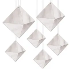 Hangdecoraties Diamanten Zilverkleurig 6 Stuks