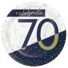 Bordjes 70 Jaar Celebrate Blauw Wit 8 Stuks