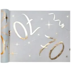 Tafelloper 70 Jaar Goud Wit Stof 5 Meter