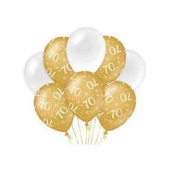 Ballonnen 70 Jaar Goud Wit 8 Stuks