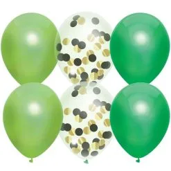 Ballonnen Groen En Transparant Met Confetti 6 Stuks