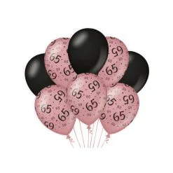 Ballonnen 65 Jaar Rosé Zwart 8 Stuks