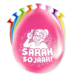 Ballonnen Sarah 50 Jaar Cartoon 8 Stuks