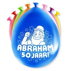 Ballonnen Abraham 50 Jaar Cartoon 8 Stuks