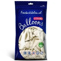 Ballonnen Metallic 1e Klas Parelmoer Wit 100 Stuks