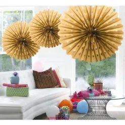 Honeycomb Waaier 45cm Goudkleurig