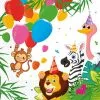Servetten Feestvierende Jungle Dieren 20 Stuks Op = Op