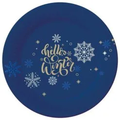 Bordjes Hello Winter Met Sneeuwvlokken 6 Stuks