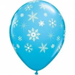 Ballonnen Met Sneeuwvlokken Blauw 6 Stuks