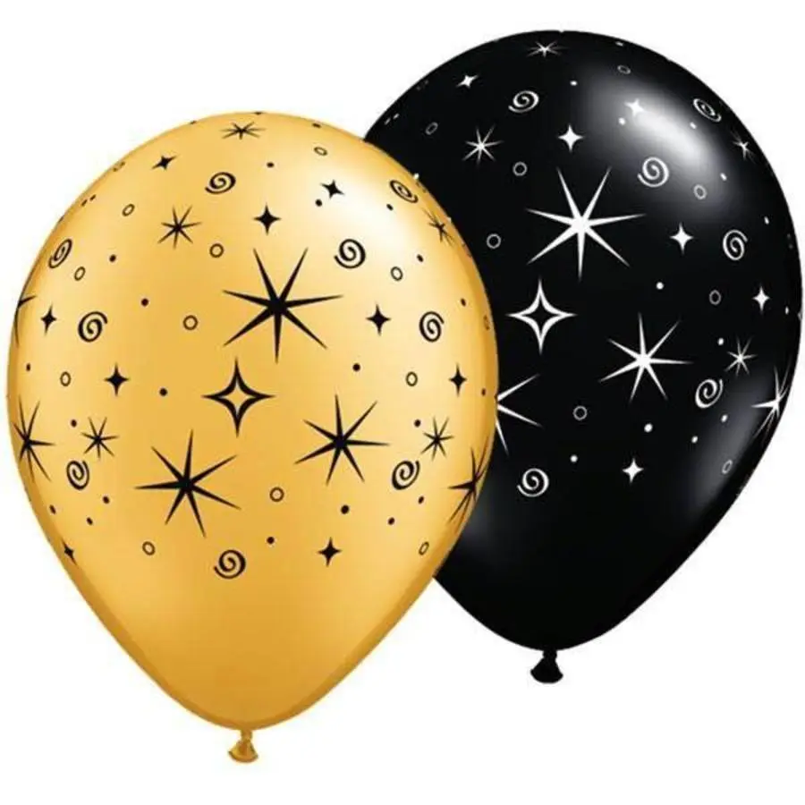 Ballonnen Sparkles Goud En Zwart 6 Stuks