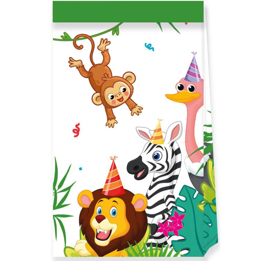 Feestzakjes Feestvierende Jungle Dieren PAPIER 4 Stuks Op = Op