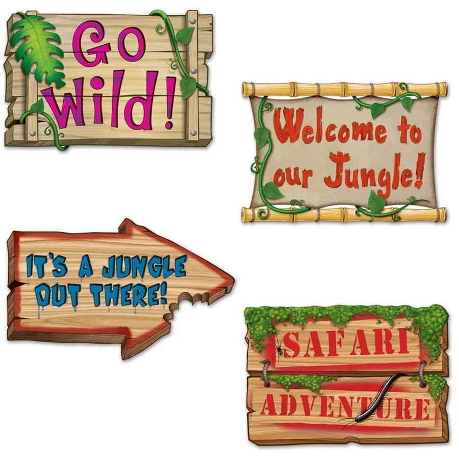 Decoratie Jungle Signs 4 Stuks