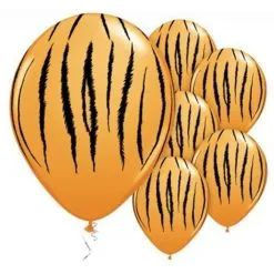 Ballon Tijger Qualatex Oranje 6 Stuks
