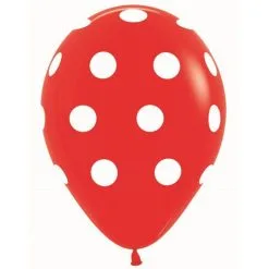 Ballonnen Rood Met Witte Stippen 5 Stuks