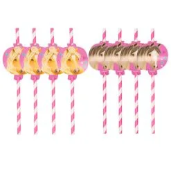 Rietjes Roze Wit Met Paarden Decoratie 8 Stuks