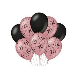 Ballonnen 70 Jaar Rosé Zwart 8 Stuks