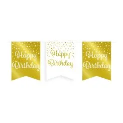 Vlaggenlijn Happy Birthday Goud-wit