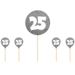 Taart Versiering 25 Jaar Glitter Zilver