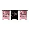Vlaggenlijn Happy Birthday Rosé-zwart