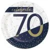 Bordjes 70 Jaar Celebrate Blauw Wit 8 Stuks