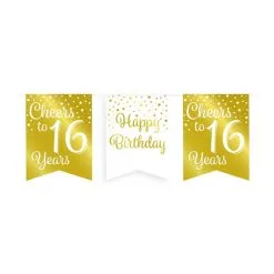 Vlaggenlijn 16 Jaar Goud-wit