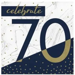 Servetten 70 Jaar Celebrate Blauw Wit 16 Stuks