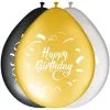 Ballonnen Happy Birthday Goud Zwart Zilver