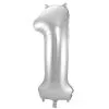 Folieballon 1 Jaar ZILVER Voor Lucht Of Helium MEGA