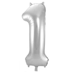 Folieballon 1 Jaar ZILVER Voor Lucht Of Helium MEGA