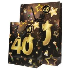 Tassenset 40 Jaar Goud-zwart